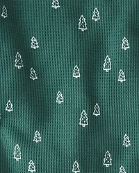 Adult Christmas Tree Print Waffle Knit Pajamas Made with Organic Cotton