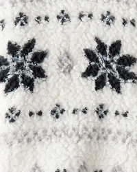Baby Girl Fairisle Sherpa Quarter-Zip Pullover - White