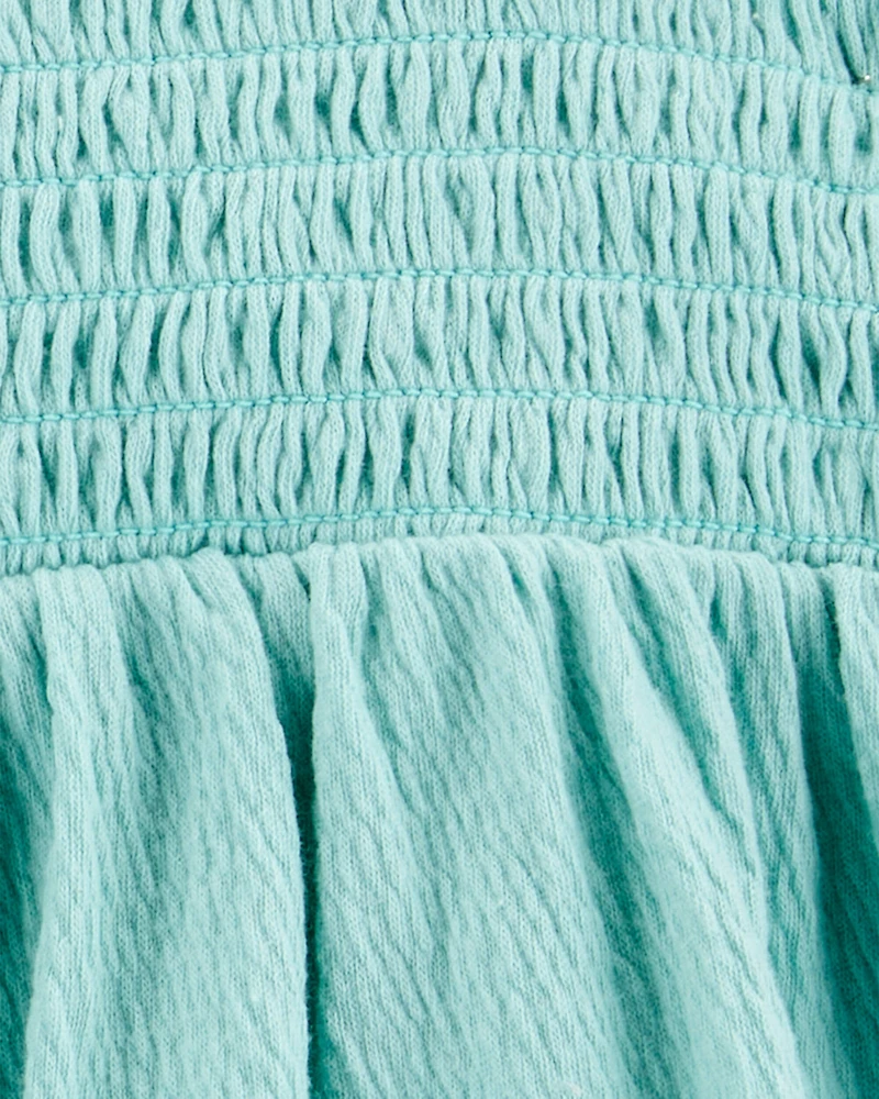 Kid 2-Piece Smocked Tank & Short Set - Blue