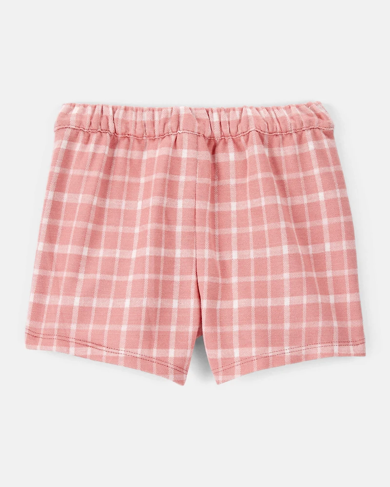 Toddler Girl Plaid Print Knit Skort - Pink