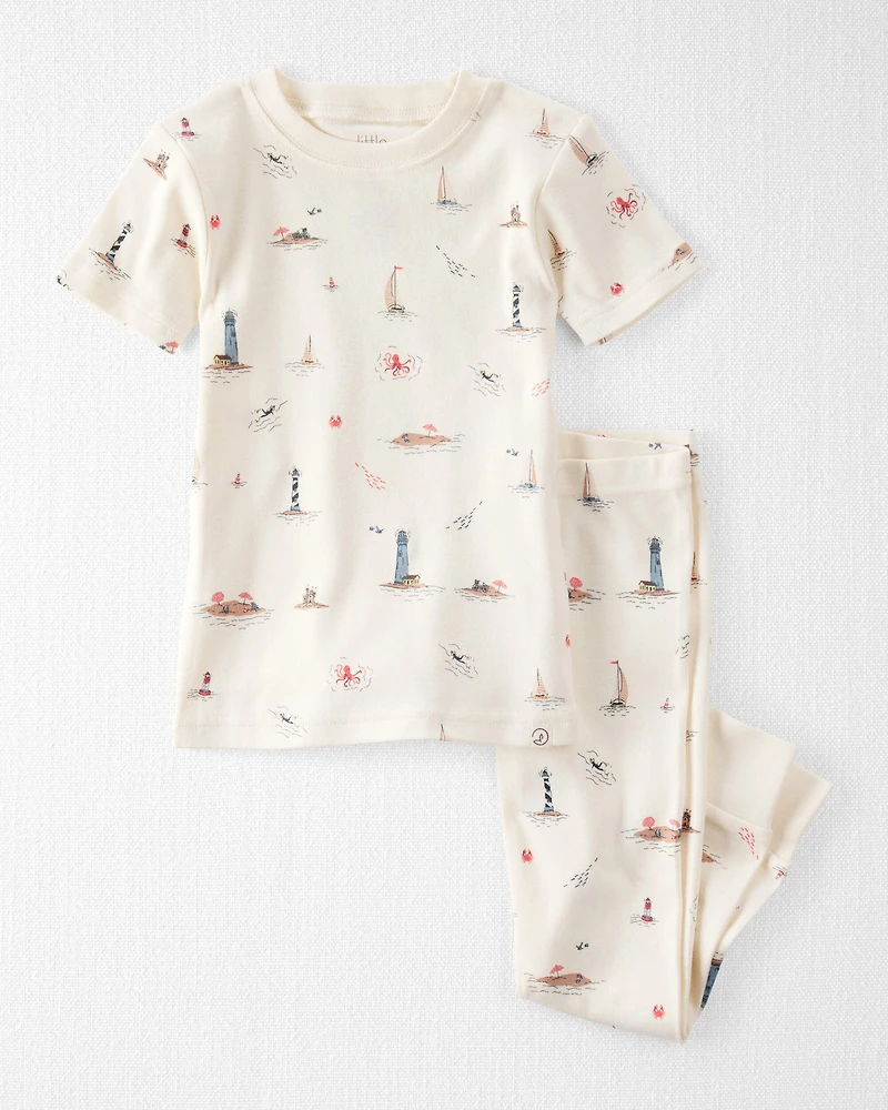 Toddler Organic Cotton Pajamas in Coastal Vacation Print