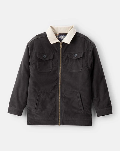 Boys Corduroy Long-Sleeve Zip-Up Fashion Jacket - Black