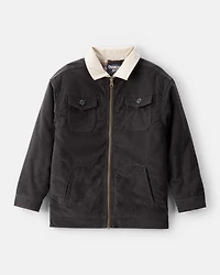 Boys Corduroy Long-Sleeve Zip-Up Fashion Jacket - Black