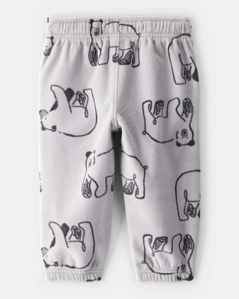 Baby Boy Polar Bear Fleece Joggers - Grey