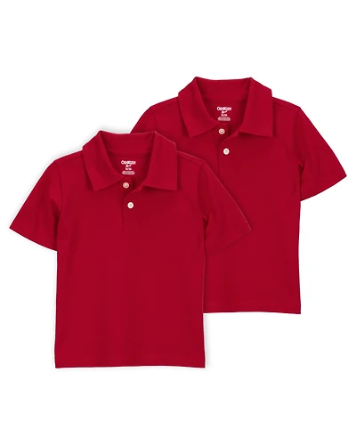 Toddler 2-Pack Pique Uniform Polo Shirts - Red