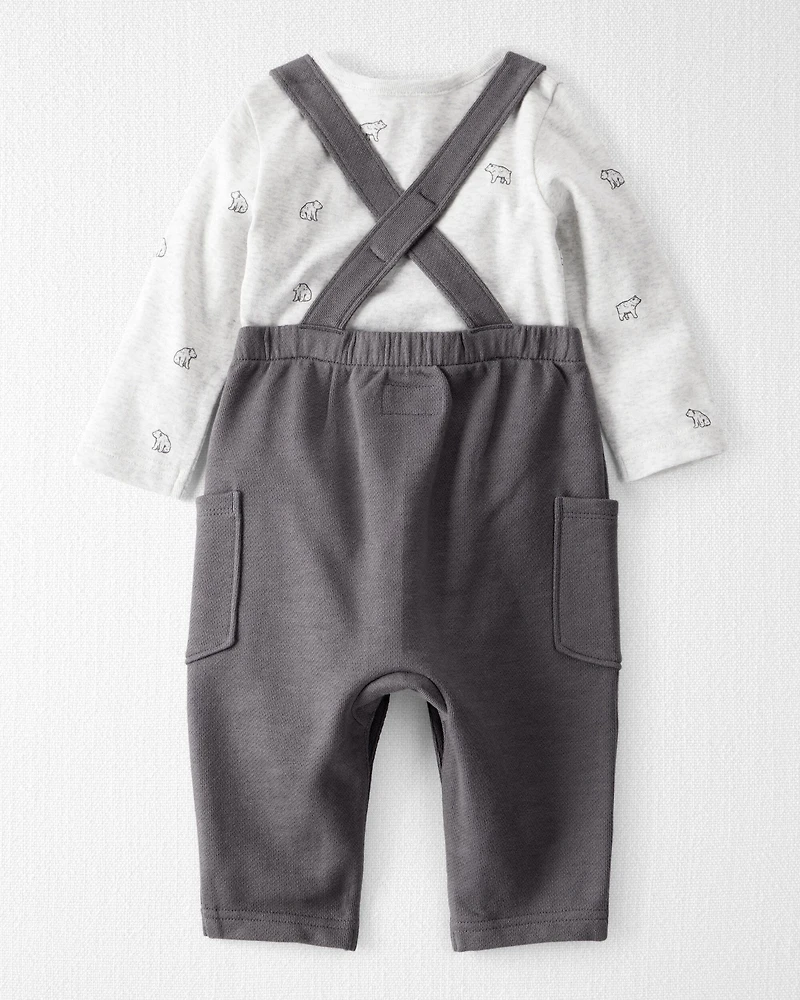 Baby 2-Piece Organic Cotton Overall Set Bear Print