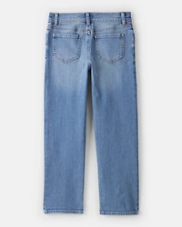 Girls Button-Front Straight Leg Jeans - Blue