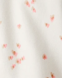 Toddler Girl Heart Print Long-Sleeve Flannel - Cream