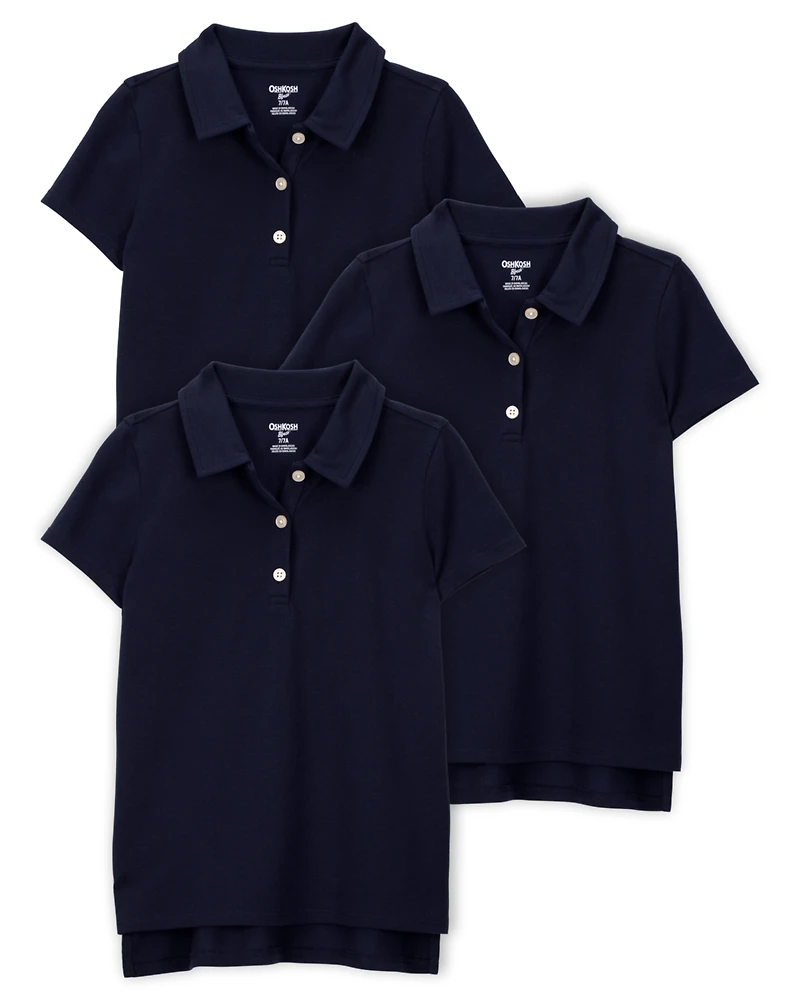 Kid 3-Pack Pique Uniform Polo Shirts - Navy