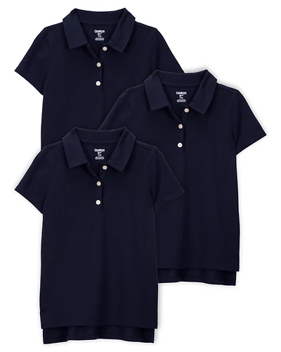 Kid 3-Pack Pique Uniform Polo Shirts - Navy