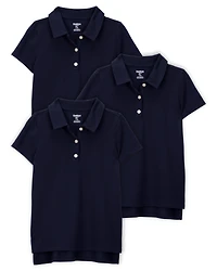 Kid 3-Pack Pique Uniform Polo Shirts - Navy