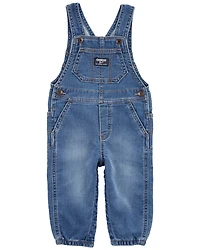 Baby Neutral Knit-Like Denim Overalls - Medium Wash