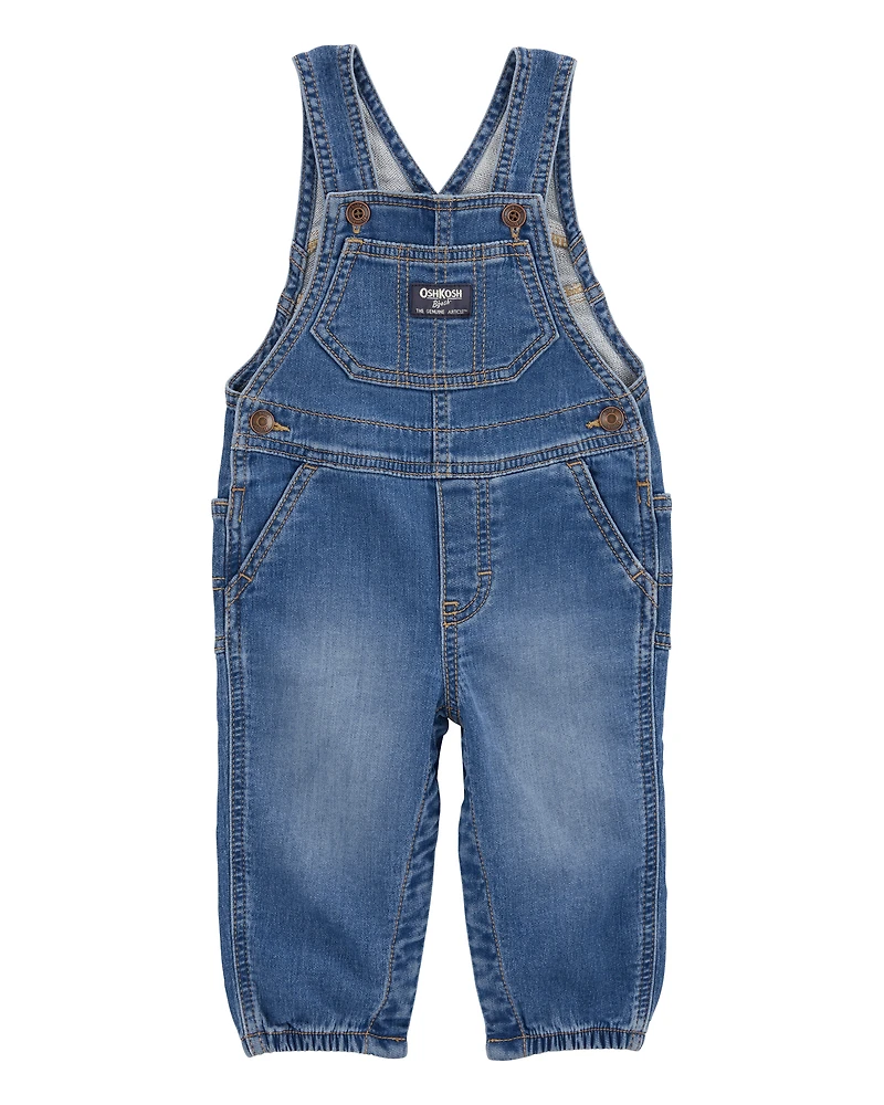 Baby Neutral Knit-Like Denim Overalls - Medium Wash
