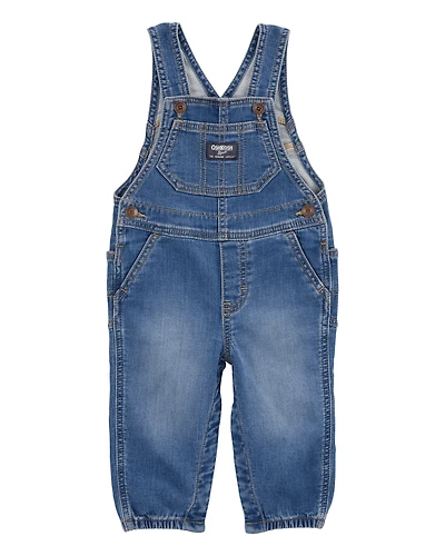 Baby Neutral Knit-Like Denim Overalls - Medium Wash