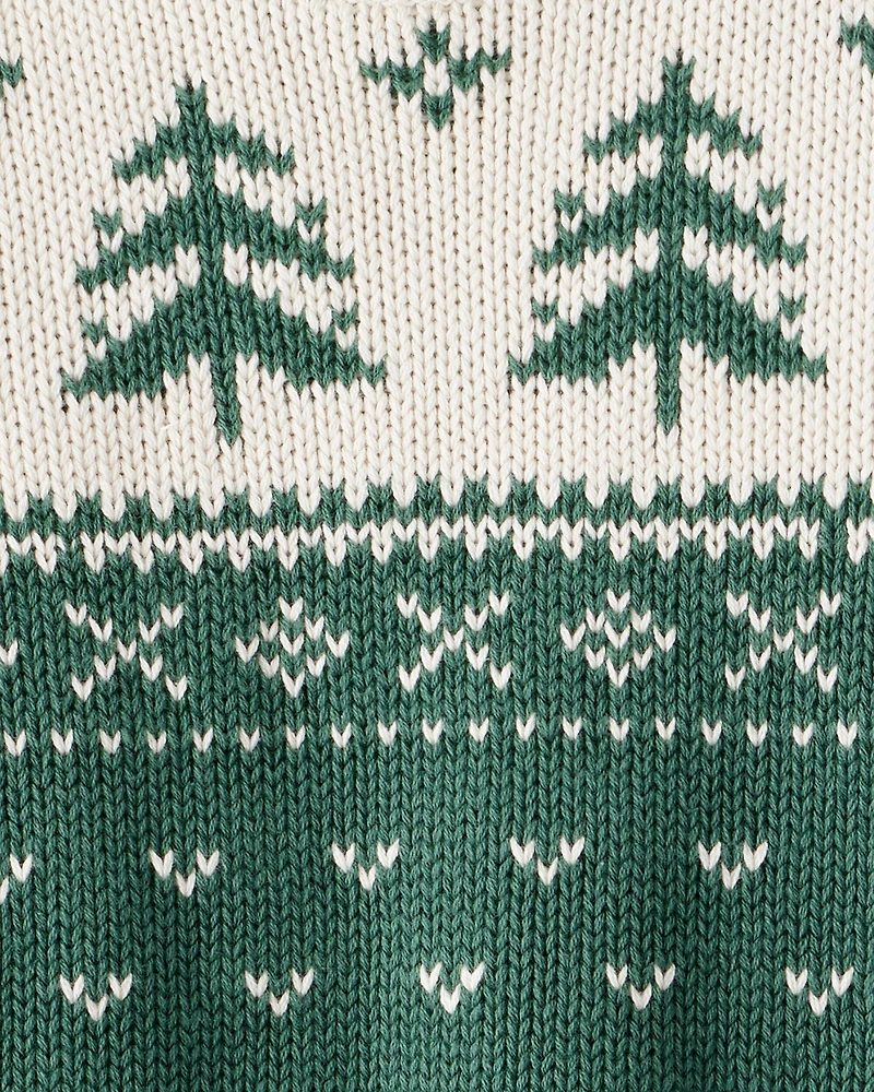 Toddler Organic Cotton Evergreen Fair Isle Sweater