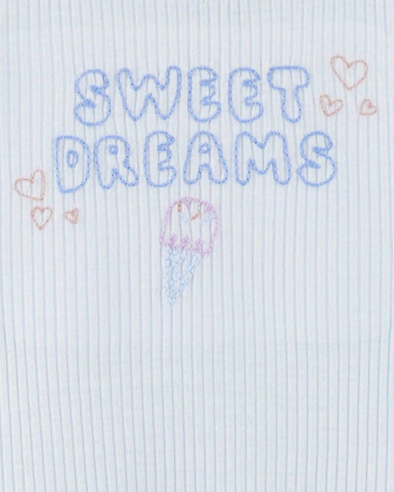 Toddler Girl Ice Cream Print Loose Fit 2-Piece Pajamas - Blue
