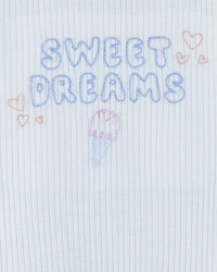 Toddler Girl Ice Cream Print Loose Fit 2-Piece Pajamas - Blue
