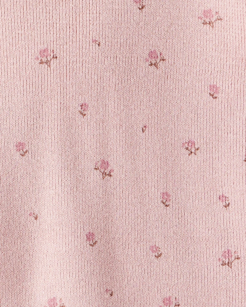 Toddler Girl 2-Piece Organic Cotton Sweater Knit Set Blush Petals Print