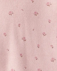 Toddler Girl 2-Piece Organic Cotton Sweater Knit Set Blush Petals Print