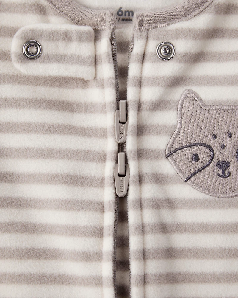 Baby Boy Fox Striped Loose Fit Long-Sleeve Sleep & Play Pajamas - Brown