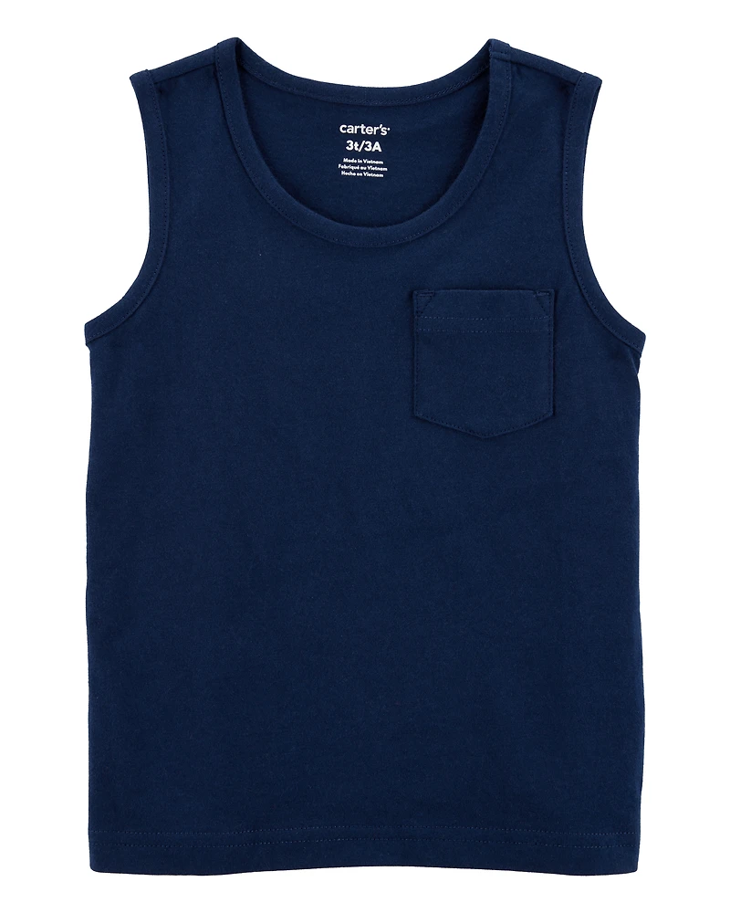 Toddler Boy Pocket Tank - Navy