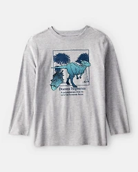 Boys Dinosaur Long-Sleeve Graphic Tee - Grey
