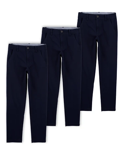 Kid 3-Pack Slim Tapered Chino Pants - Navy