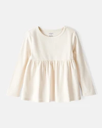 Toddler Girl Long-Sleeve Peplum Top - White