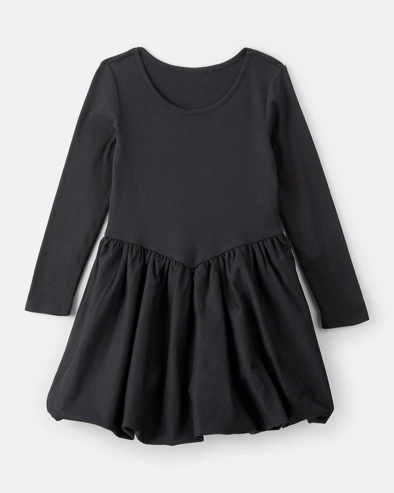 Girls Long Sleeve Cotton Bubble Dress
