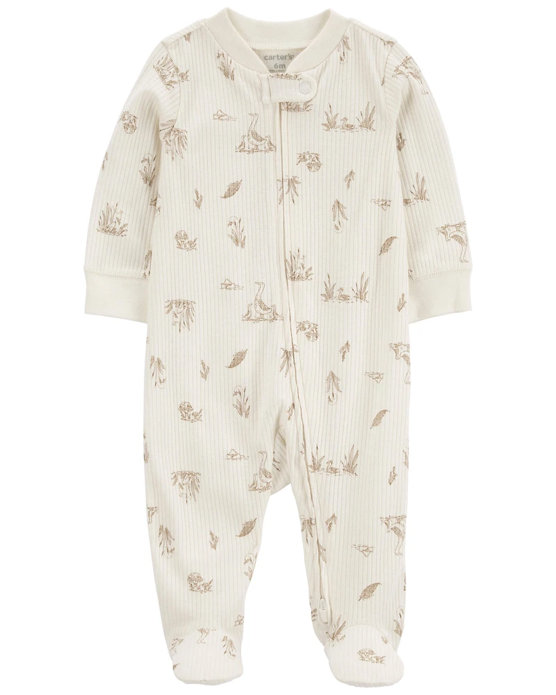Baby Goose 2-Way Zip Ribbed Sleep & Play Pajamas