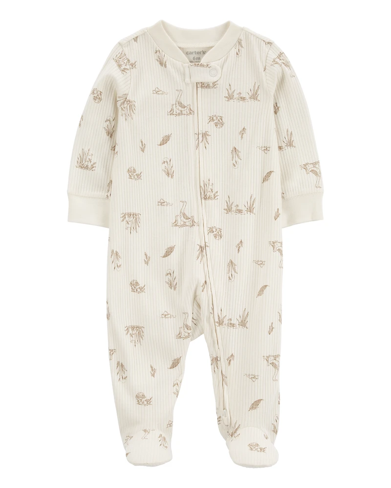 Baby Goose 2-Way Zip Ribbed Sleep & Play Pajamas