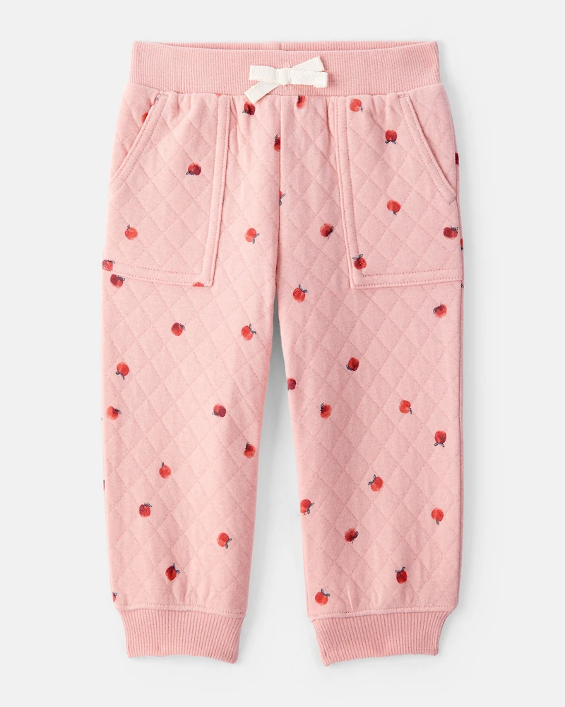 Baby 2-Piece Apple Print Doubleknit Pant Set - Pink