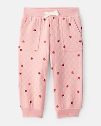 Baby 2-Piece Apple Print Doubleknit Pant Set - Pink
