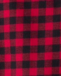 Baby Boy Plaid Cotton Long-Sleeve Button-Down Fashion Bodysuit - Red