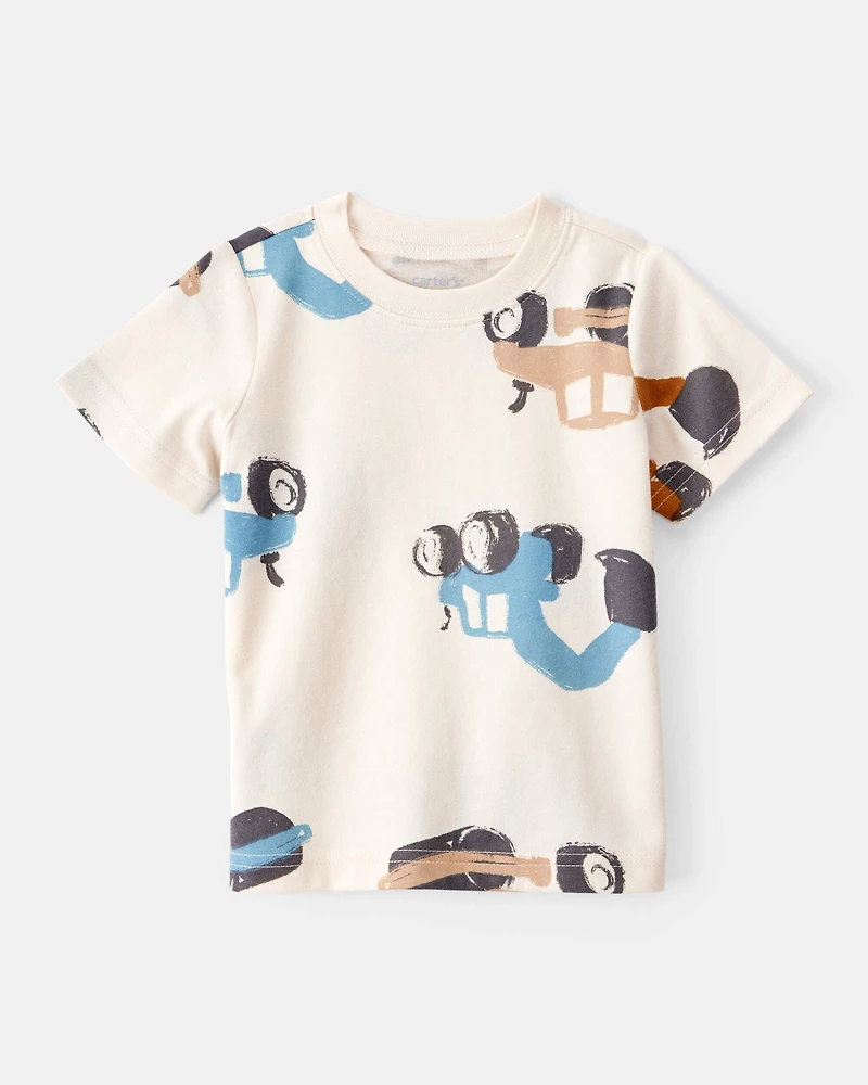 Baby Boy Construction Print Short-Sleeve Tee - Cream