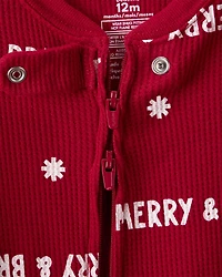 Toddler Merry & Bright Cotton Long-Sleeve Loose Fit 1-Piece Pajamas - Red