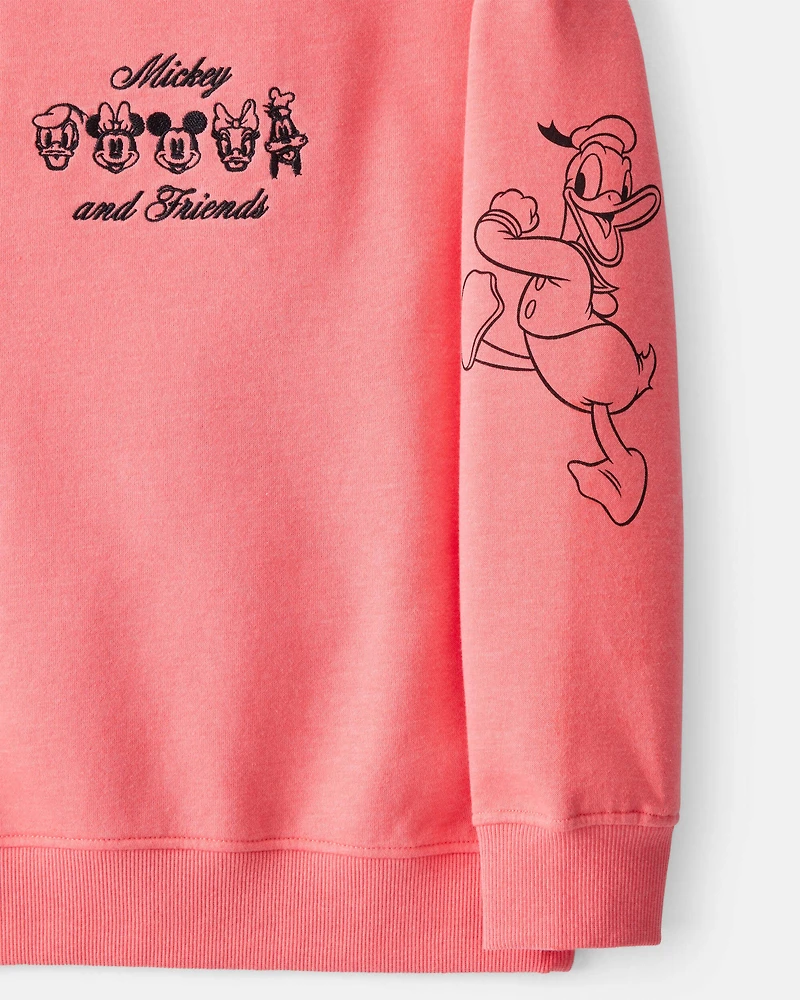 Girls Disney© Mickey Mouse Long-Sleeve Pullover Sweatshirt - Pink