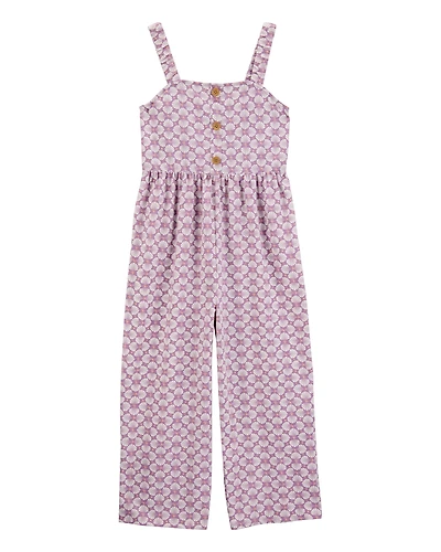 Kid Tropical Print Knit Jumpsuit - Purple