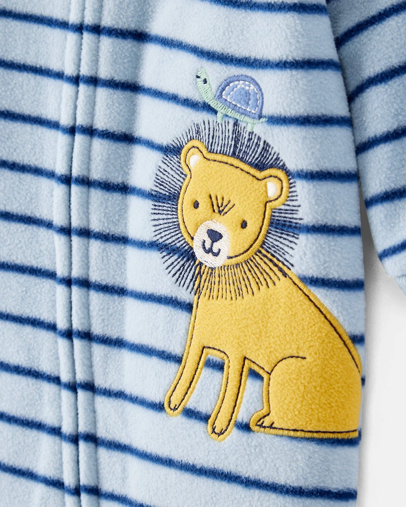 Baby Boy Lion Print Loose Fit Sleep & Play Pajamas - Blue