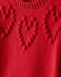 Toddler Girl Heart Long-Sleeve Sweater - Red