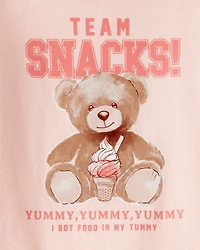 Toddler Girl Team Snacks Bear Long-Sleeve Graphic Tee - Pink