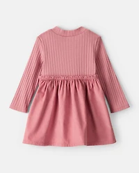 Baby Girl Rib Knit Dress - Pink