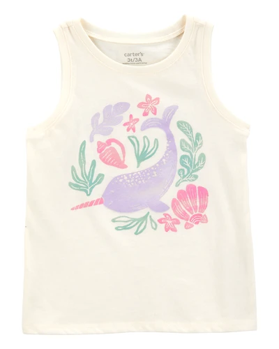 Toddler Narwhal Muscle Tank - Ivory