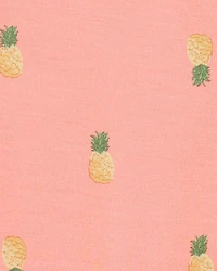 Baby Girl Pineapple Print 2-Way Zip PurelySoft Convertible Foot Sleep & Play Pajamas - Coral