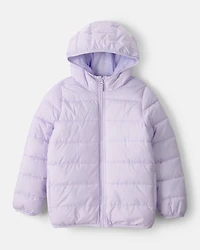 Kid Packable Hooded Puffer Jacket - Purple