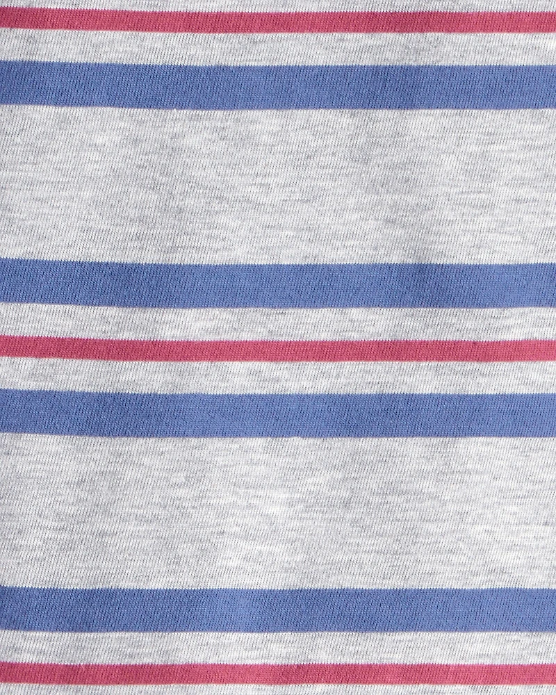 Toddler Boy Striped Short-Sleeve Henley Tee - Grey