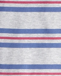 Toddler Boy Striped Short-Sleeve Henley Tee - Grey