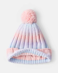 Girls 2-Piece Ombre Winter Hat & Mittens - Purple