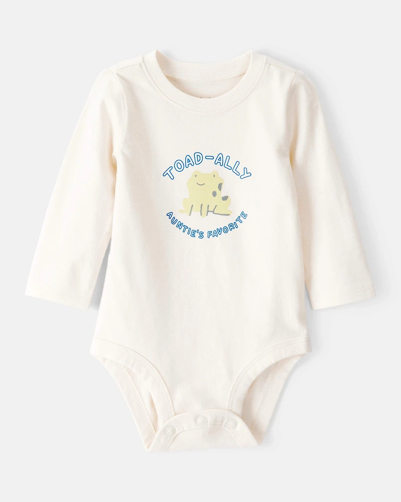 Baby Boy Aunts Favorite Cotton Long-Sleeve Graphic Bodysuit - Ivory
