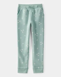 Girls 2-Piece DayDream Fleece Floral Hooded Zip-Up Jacket & Drawstring Joggers Set - Green